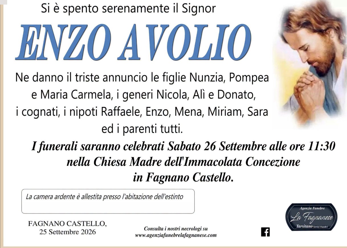 Necrologio di Enzo Avolio