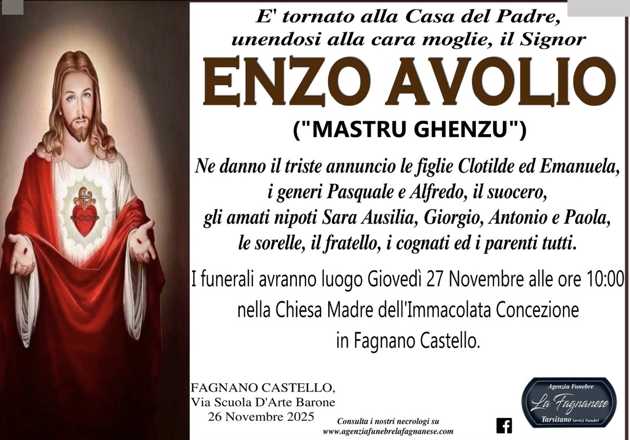 Necrologio di Enzo Avolio