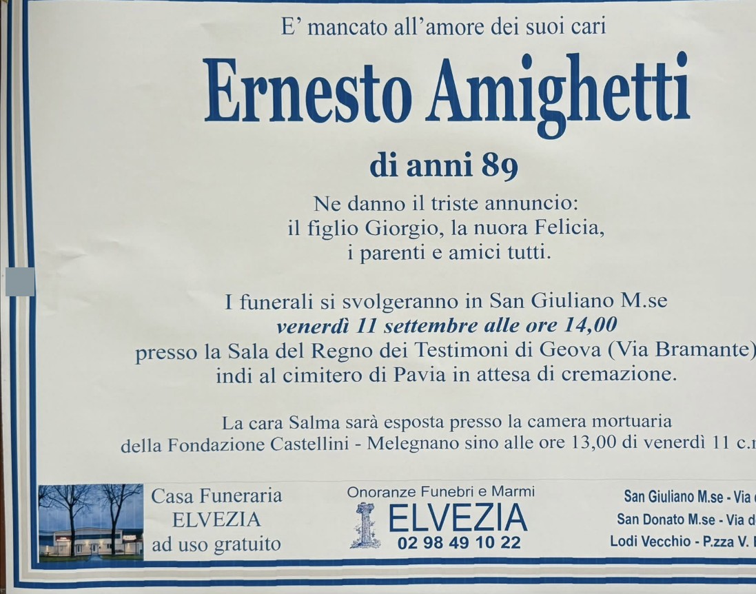 Necrologio di Ernesto Amighetti