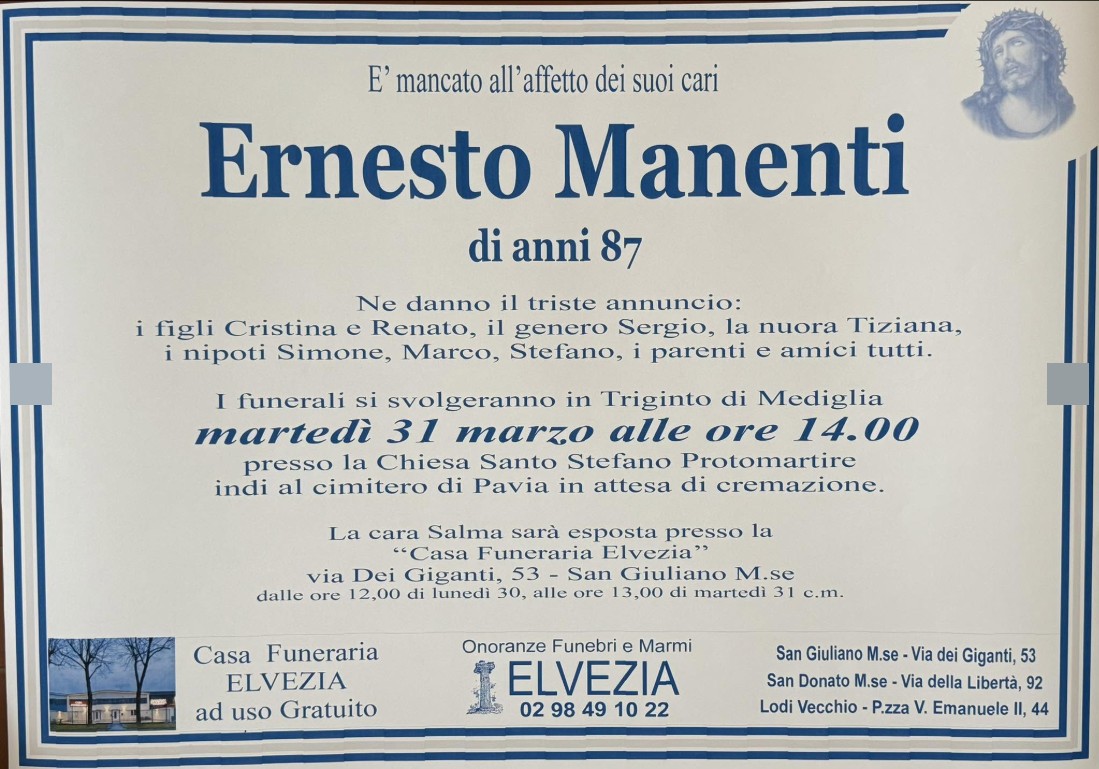 Necrologio di Ernesto Manenti