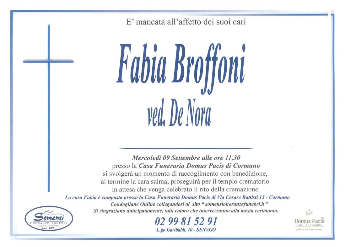 Necrologio di Fabia Broffoni