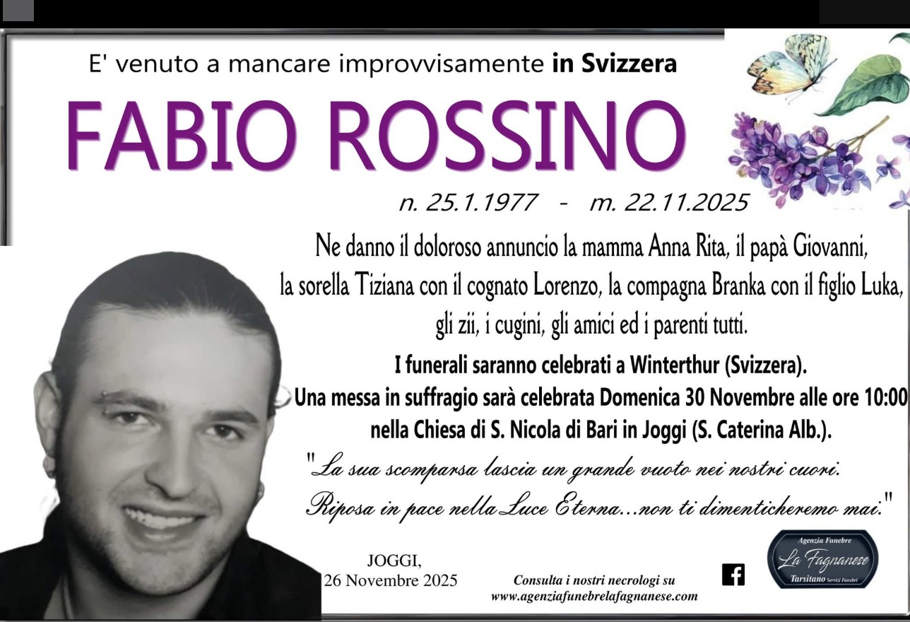 Necrologio di Fabio Rossino