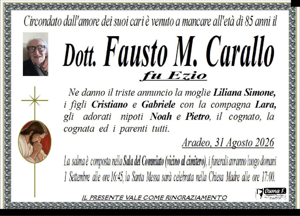 Necrologio di Fausto M. Carallo