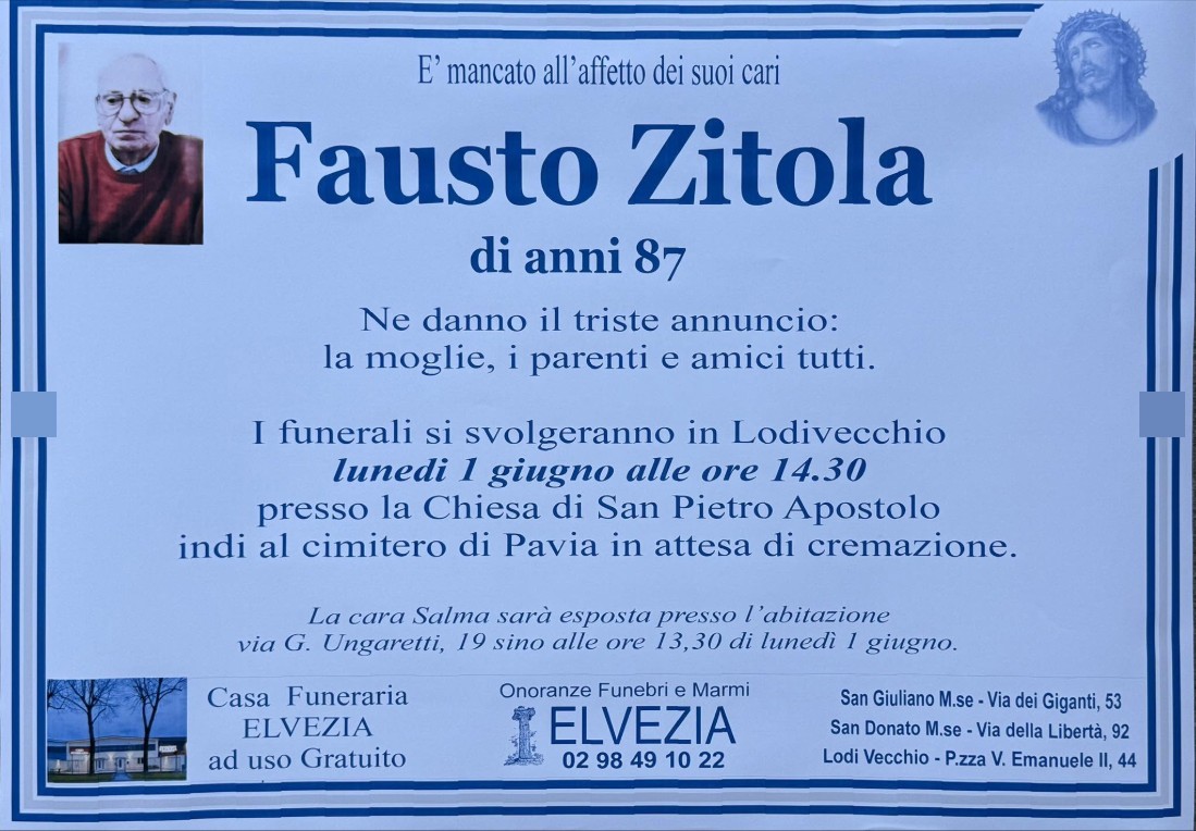 Necrologio di Fausto Zitola