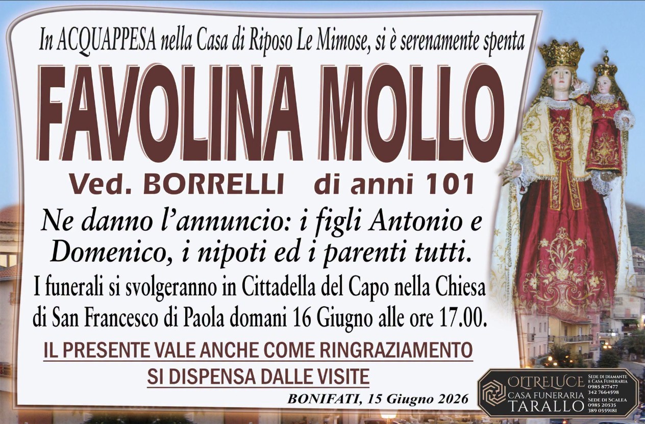 Necrologio di Favolina Mollo