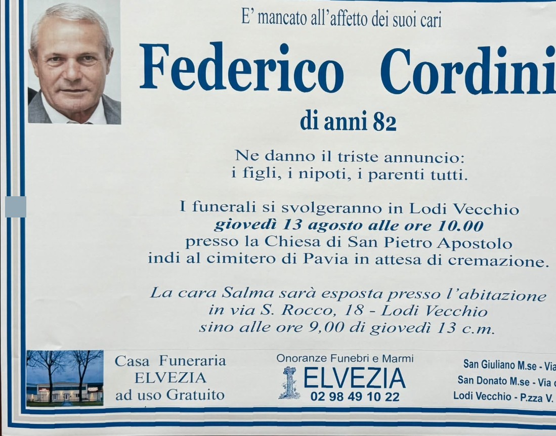 Necrologio di Federico Cordini