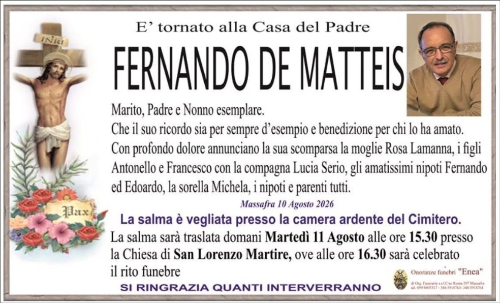 Necrologio di Fernando De Matteis
