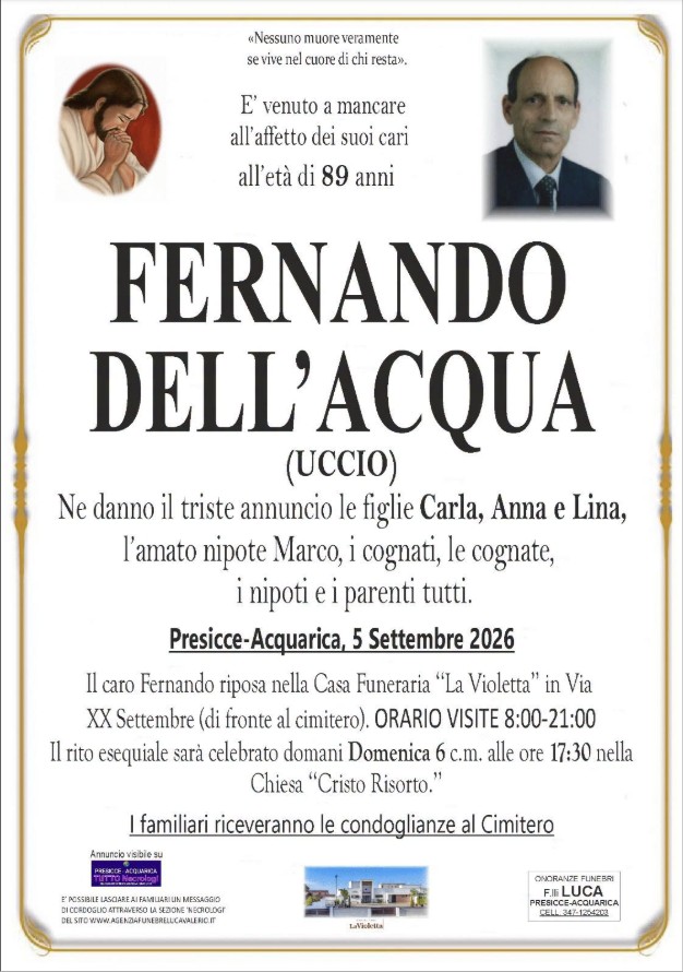 Necrologio di Fernando Dell'Acqua