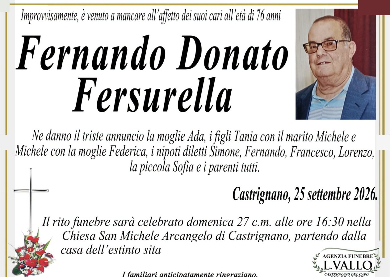 Necrologio di Fernando Donato Fersurella