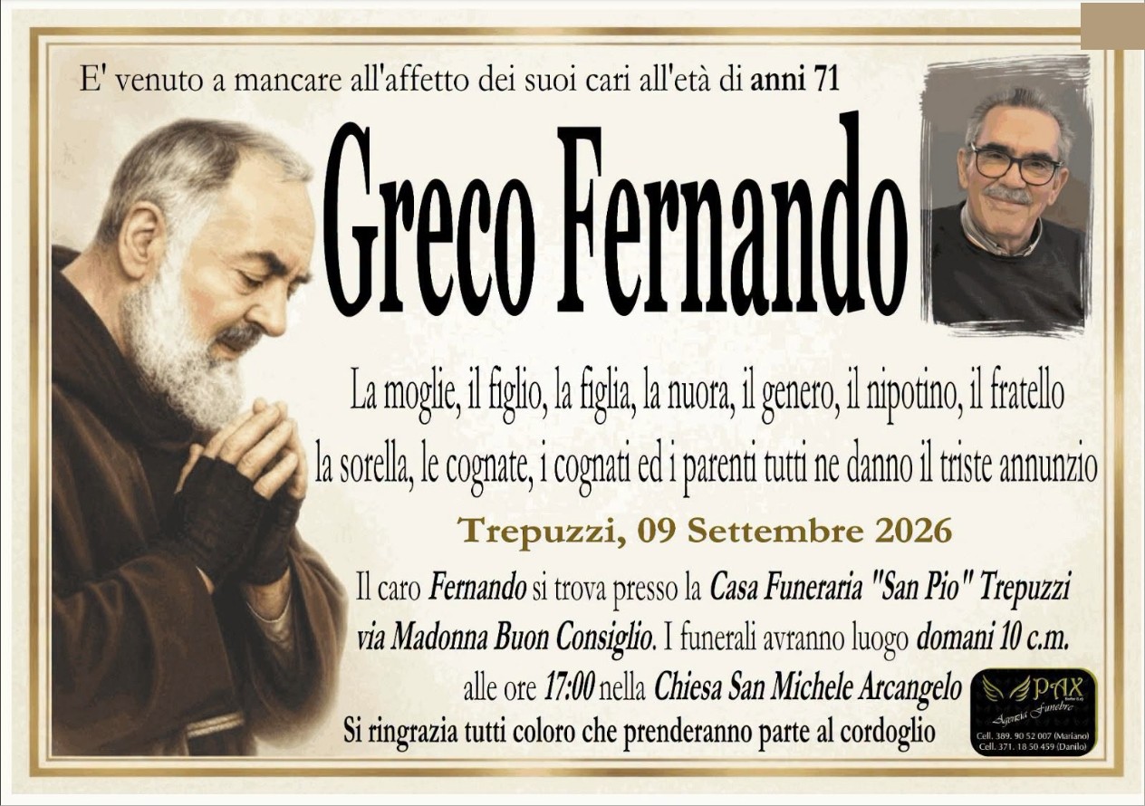 Necrologio di Fernando Greco