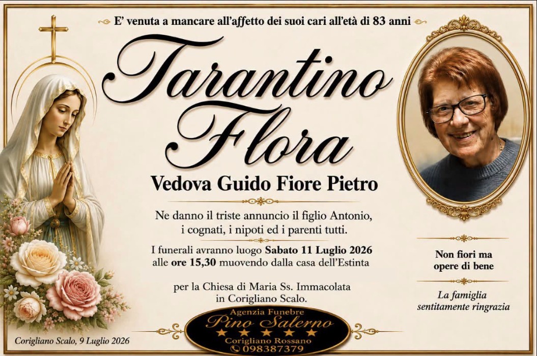 Necrologio di Flora Tarantino