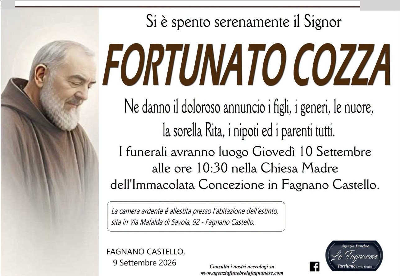 Necrologio di Fortunato Cozza