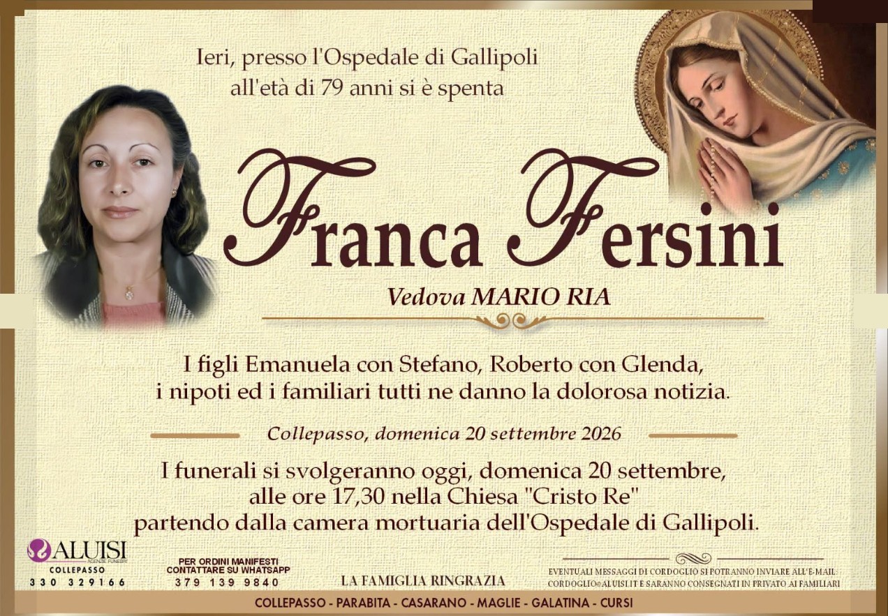 Necrologio di Franca Fersini