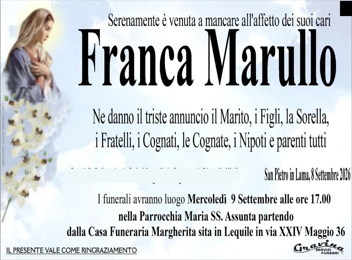 Necrologio di Franca Marullo
