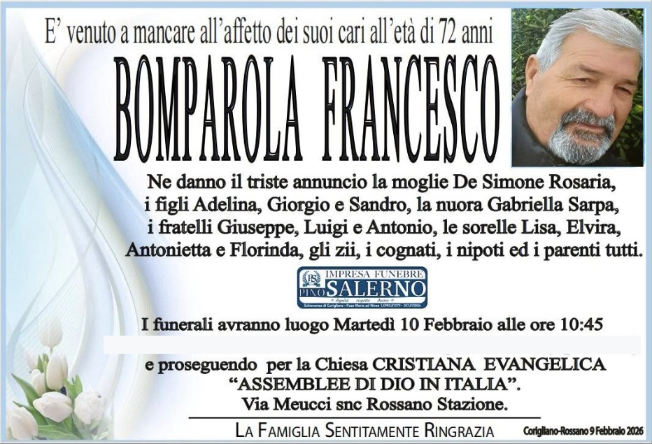 Necrologio di Francesco Bomparola