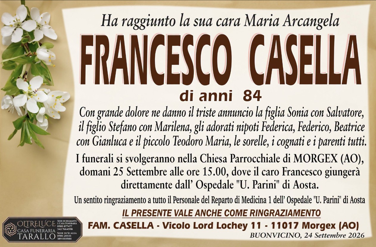 Necrologio di Francesco Casella