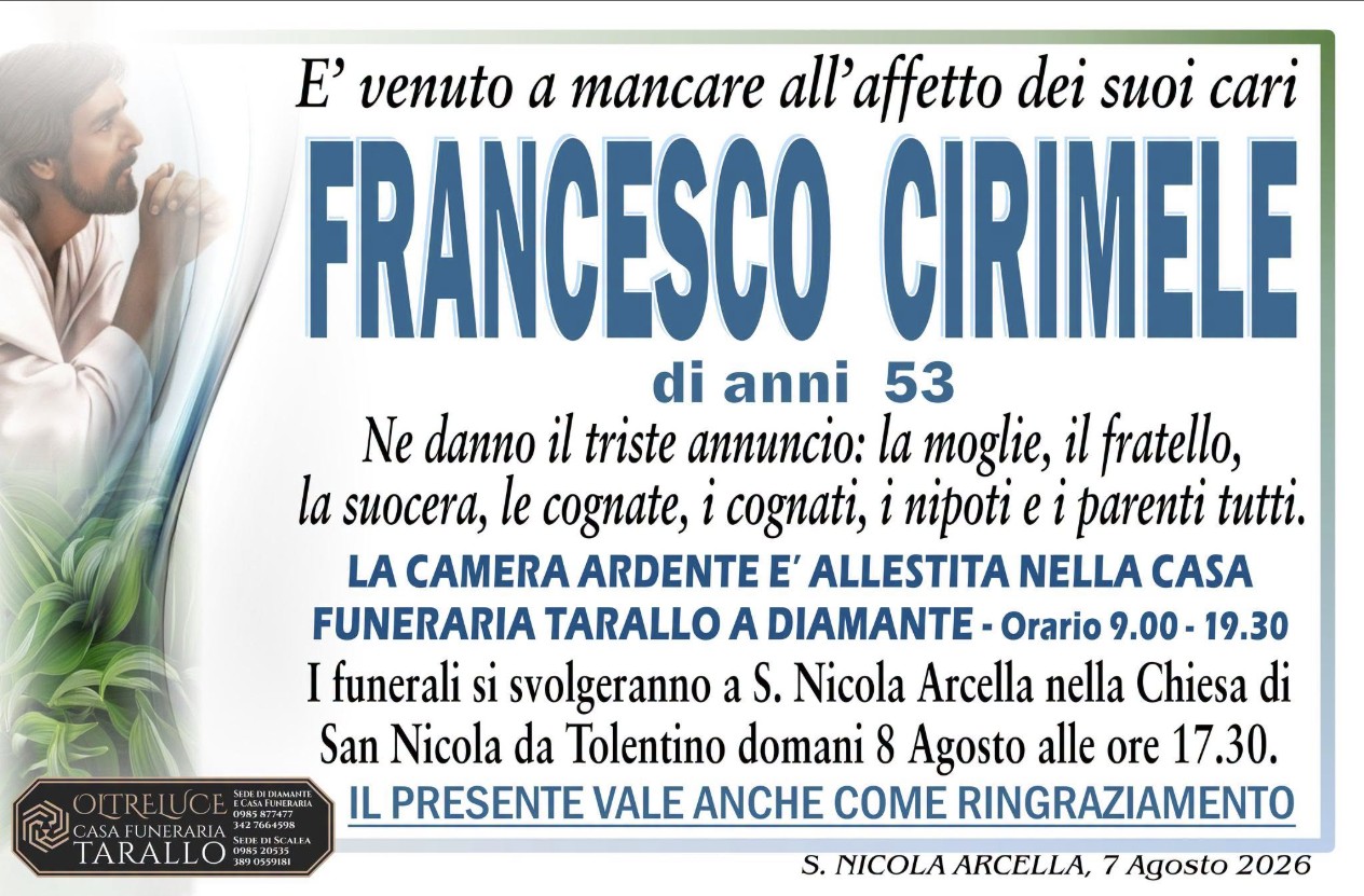 Necrologio di Francesco Cirimele