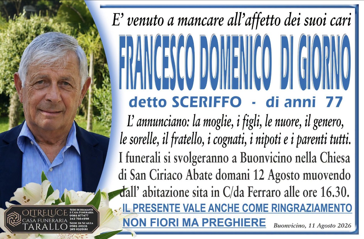 Necrologio di Francesco Domenico Di Giorno
