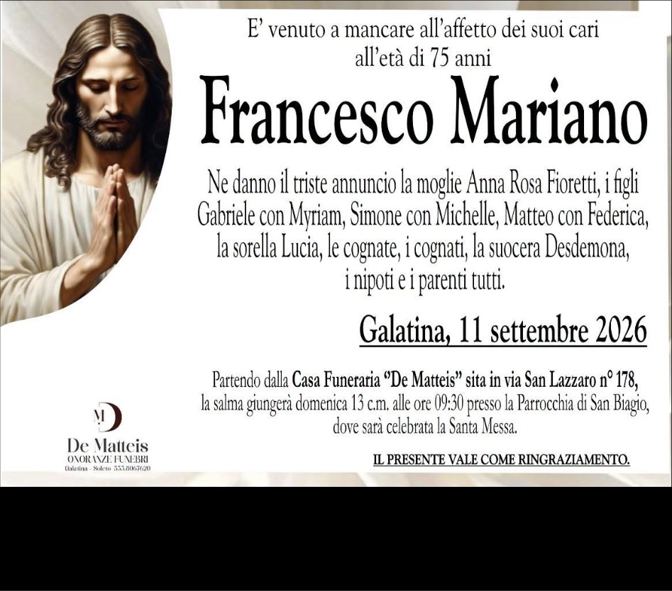 Necrologio di Francesco Mariano