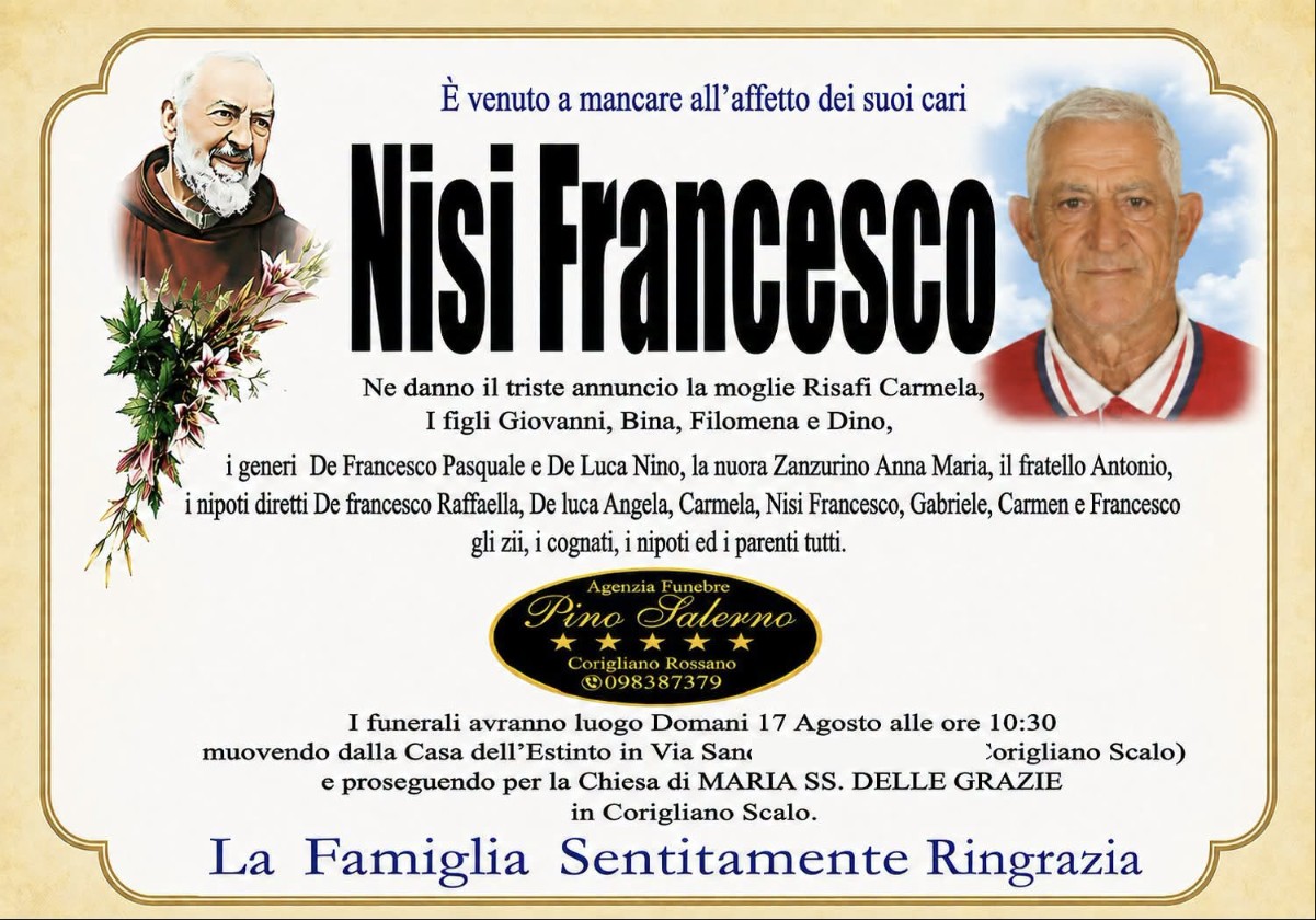 Necrologio di Francesco Nisi