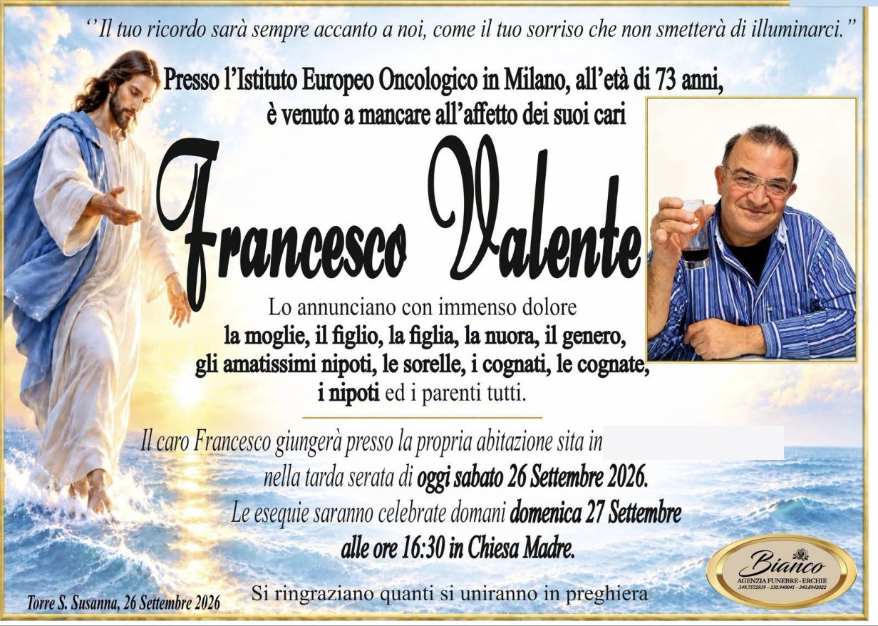 Necrologio di Francesco Valente