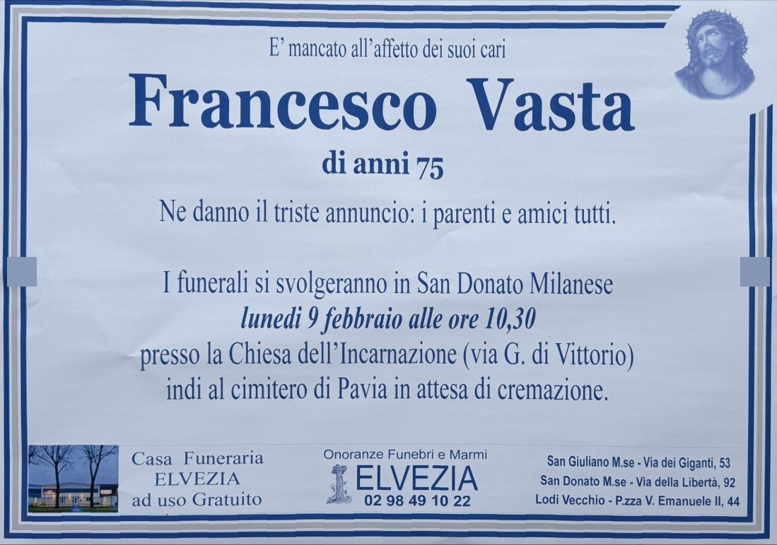 Necrologio di Francesco Vasta