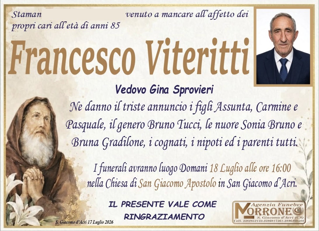 Necrologio di Francesco Viteritti