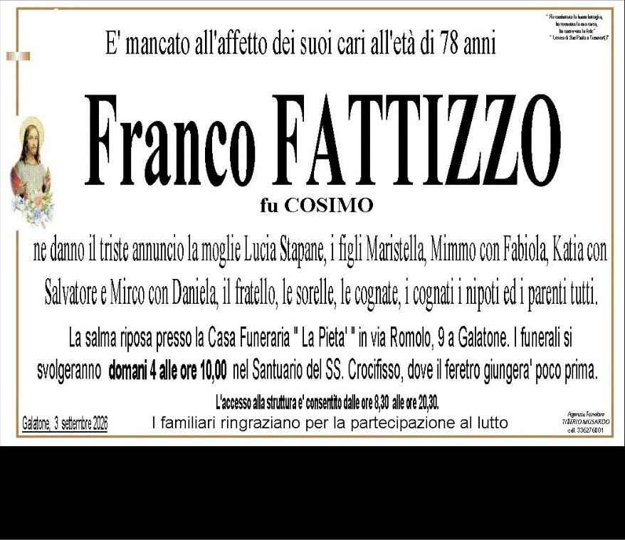 Necrologio di Franco Fattizzo