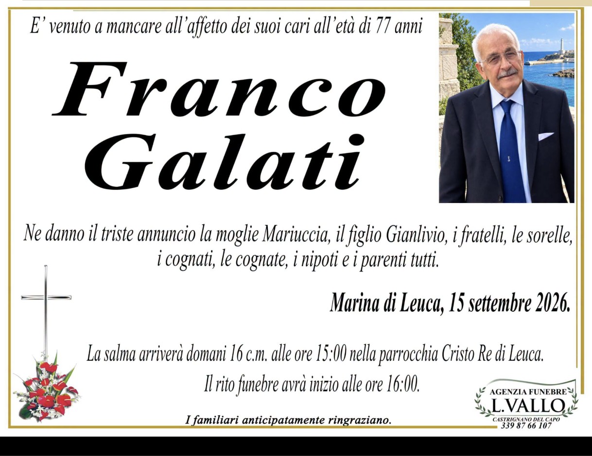 Necrologio di Franco Galati