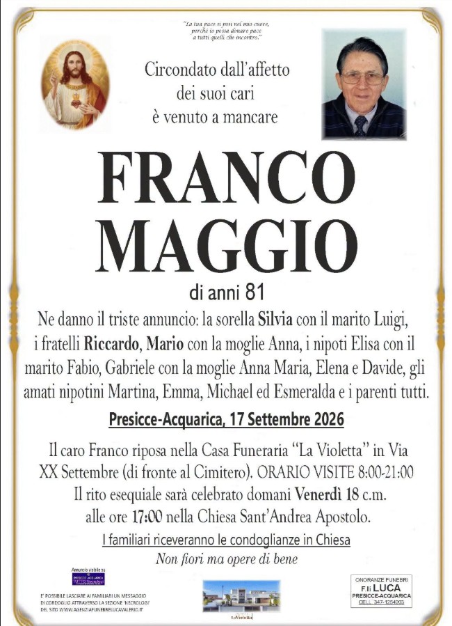 Necrologio di Franco Maggio