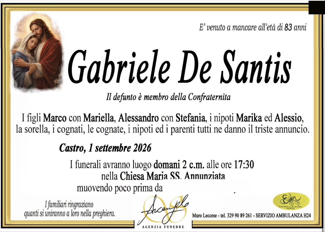 Necrologio di Gabriele De Santis