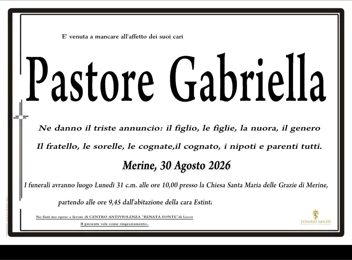 Necrologio di Gabriella Pastore