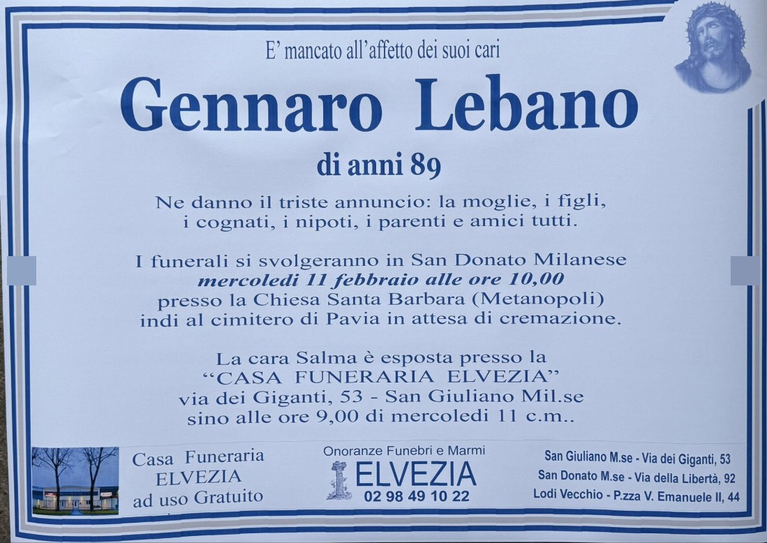 Necrologio di Gennaro Lebano