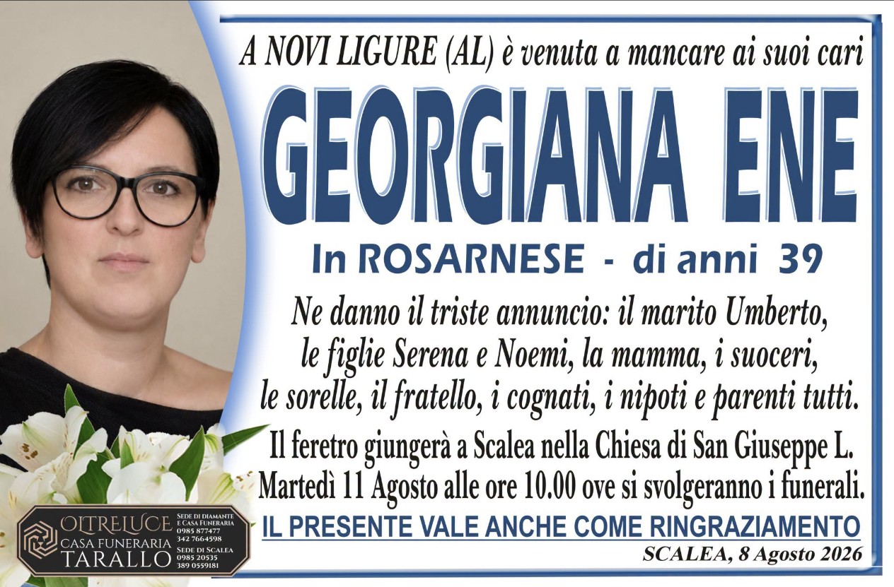 Necrologio di Georgiana Ene