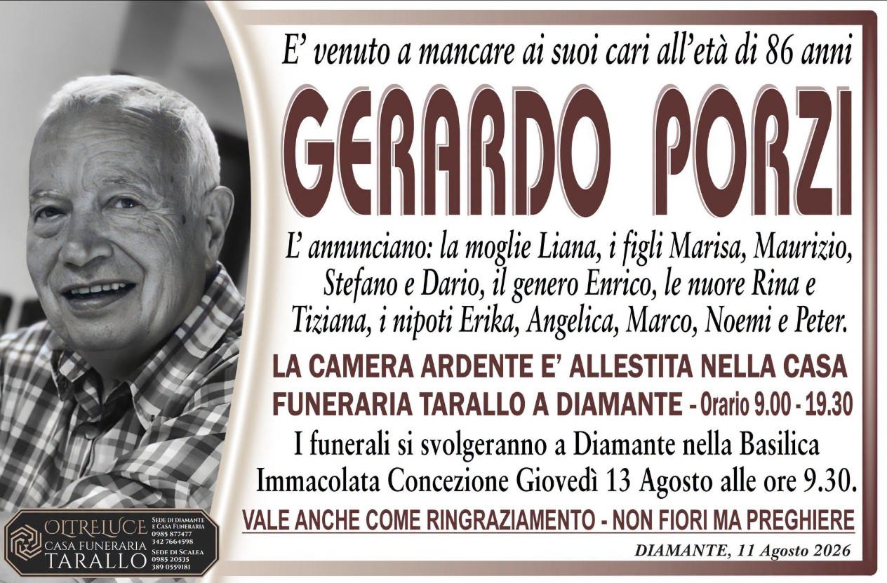 Necrologio di Gerardo Porzi