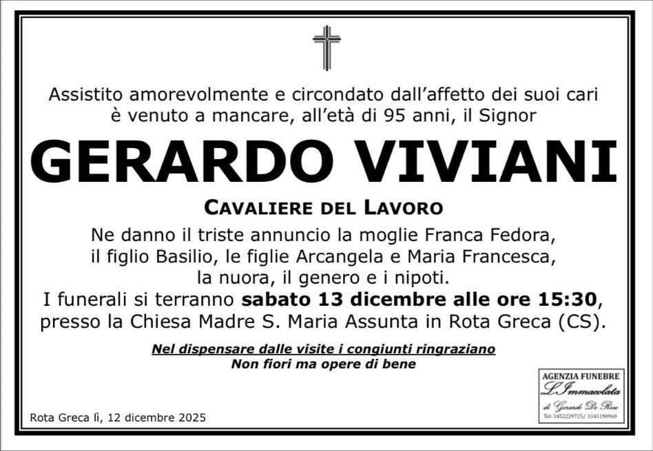 Necrologio di Gerardo Viviani