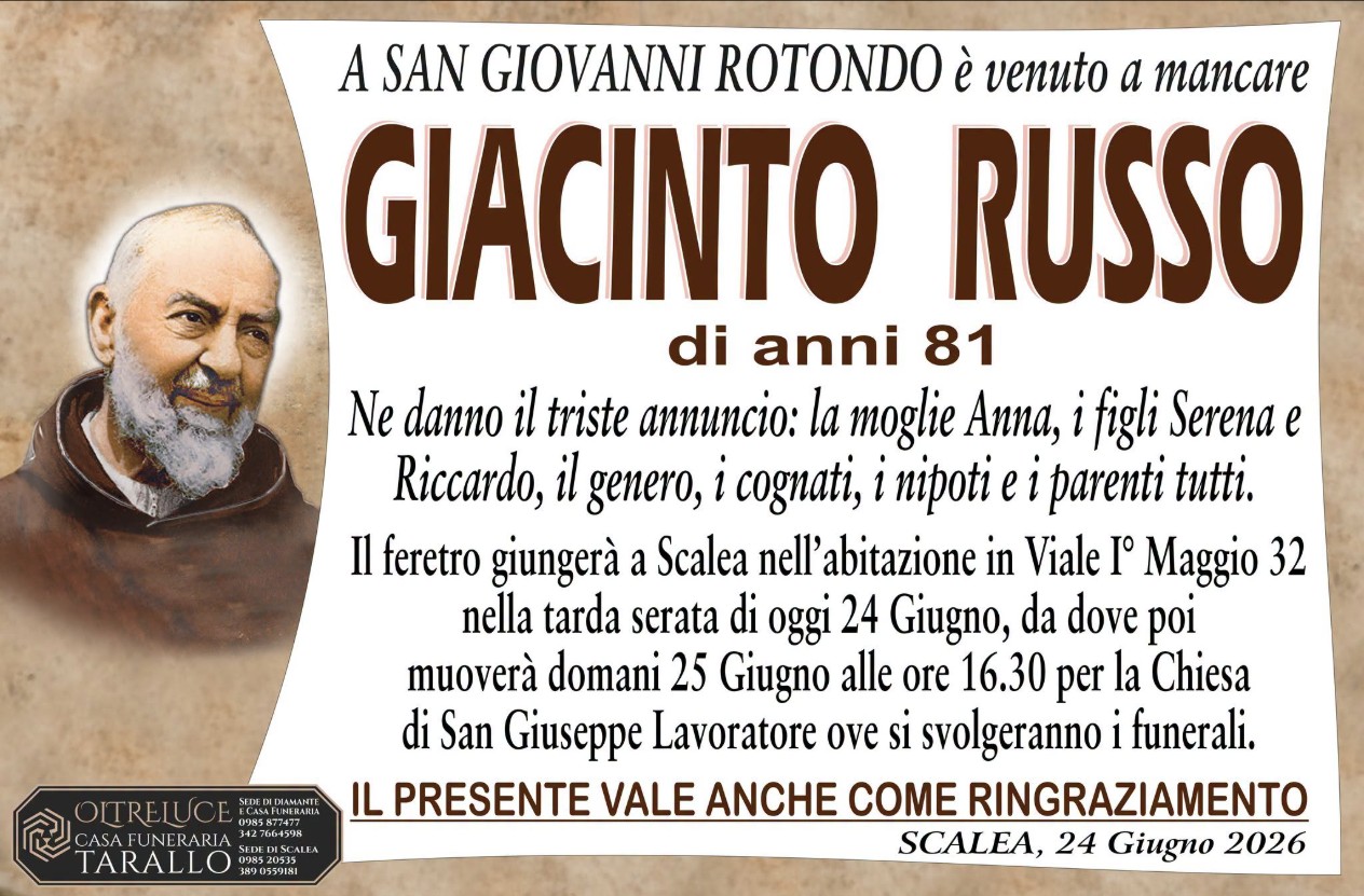 Necrologio di Giacinto Russo