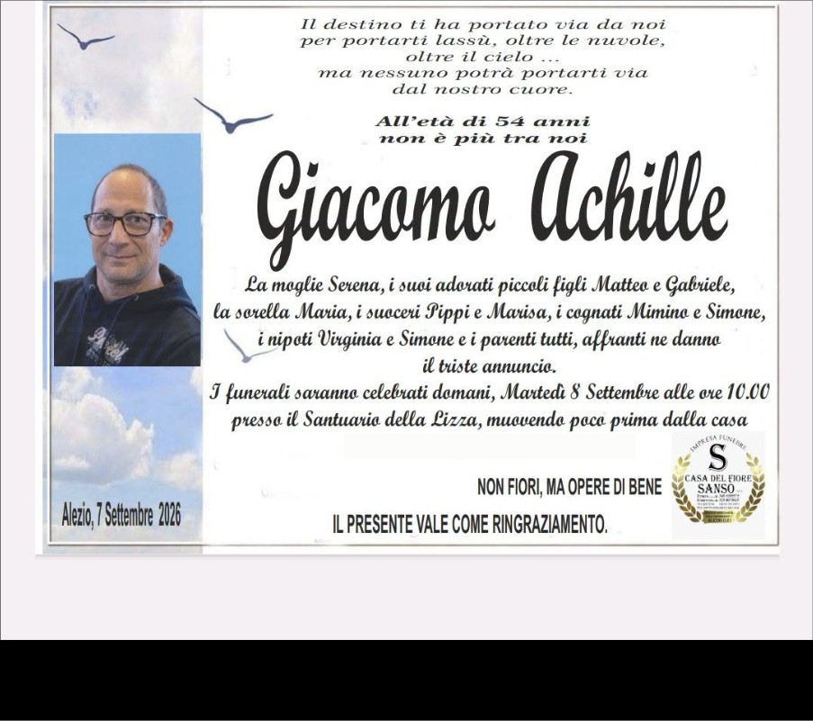 Necrologio di Giacomo Achille