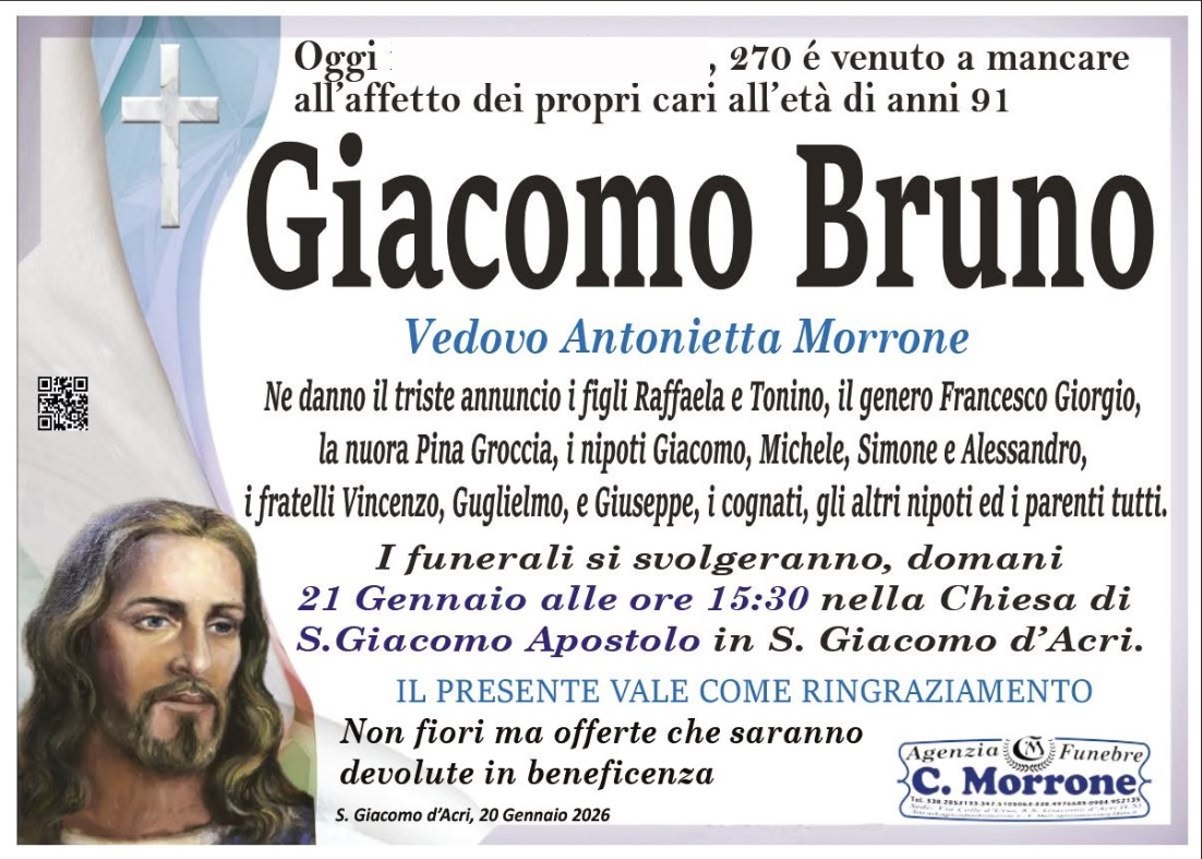 Necrologio di Giacomo Bruno