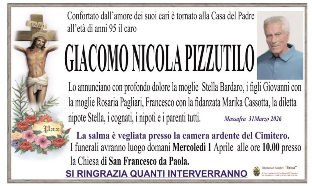 Necrologio di Giacomo Nicola Pizzutilo