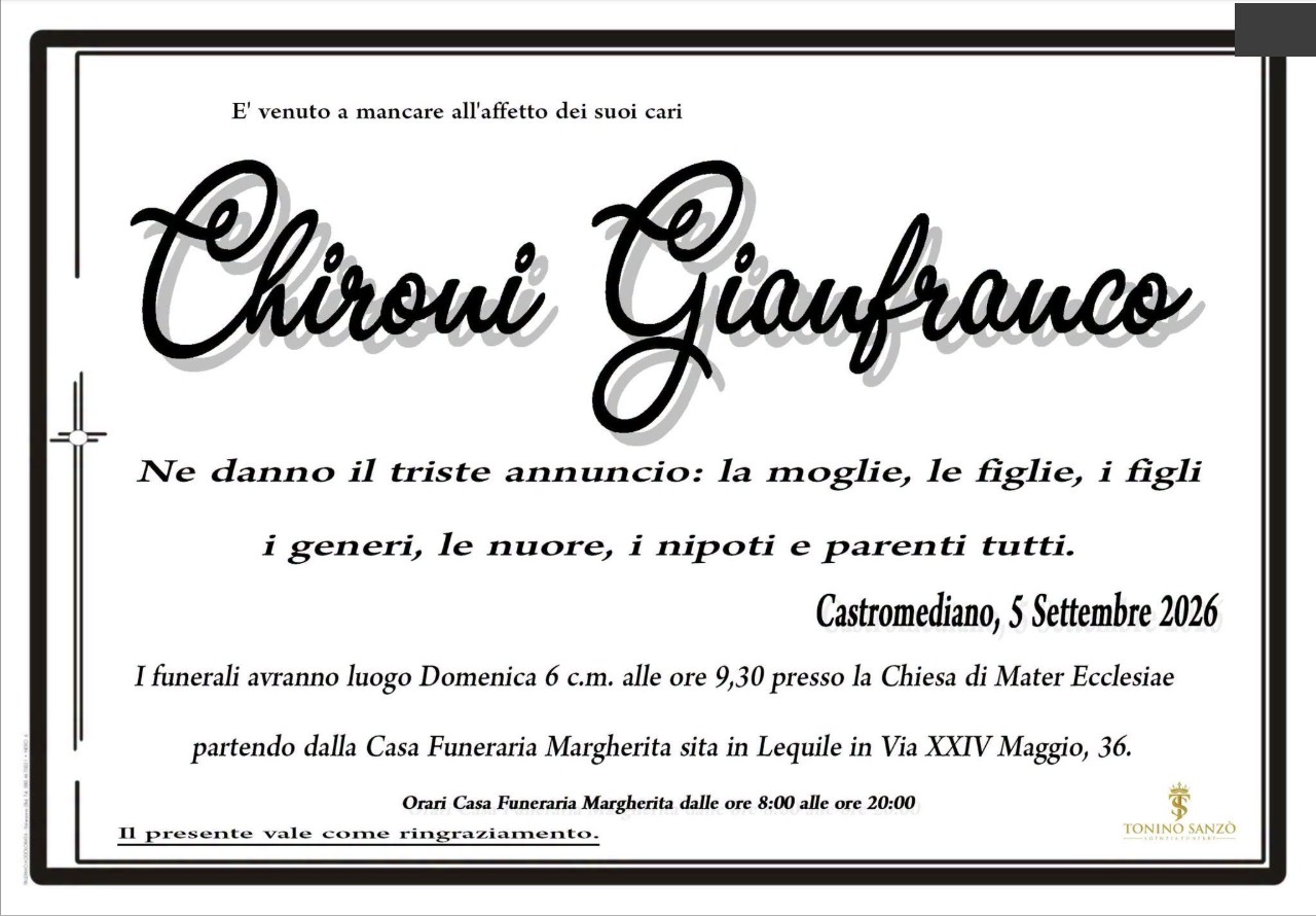 Necrologio di Gianfranco Chironi
