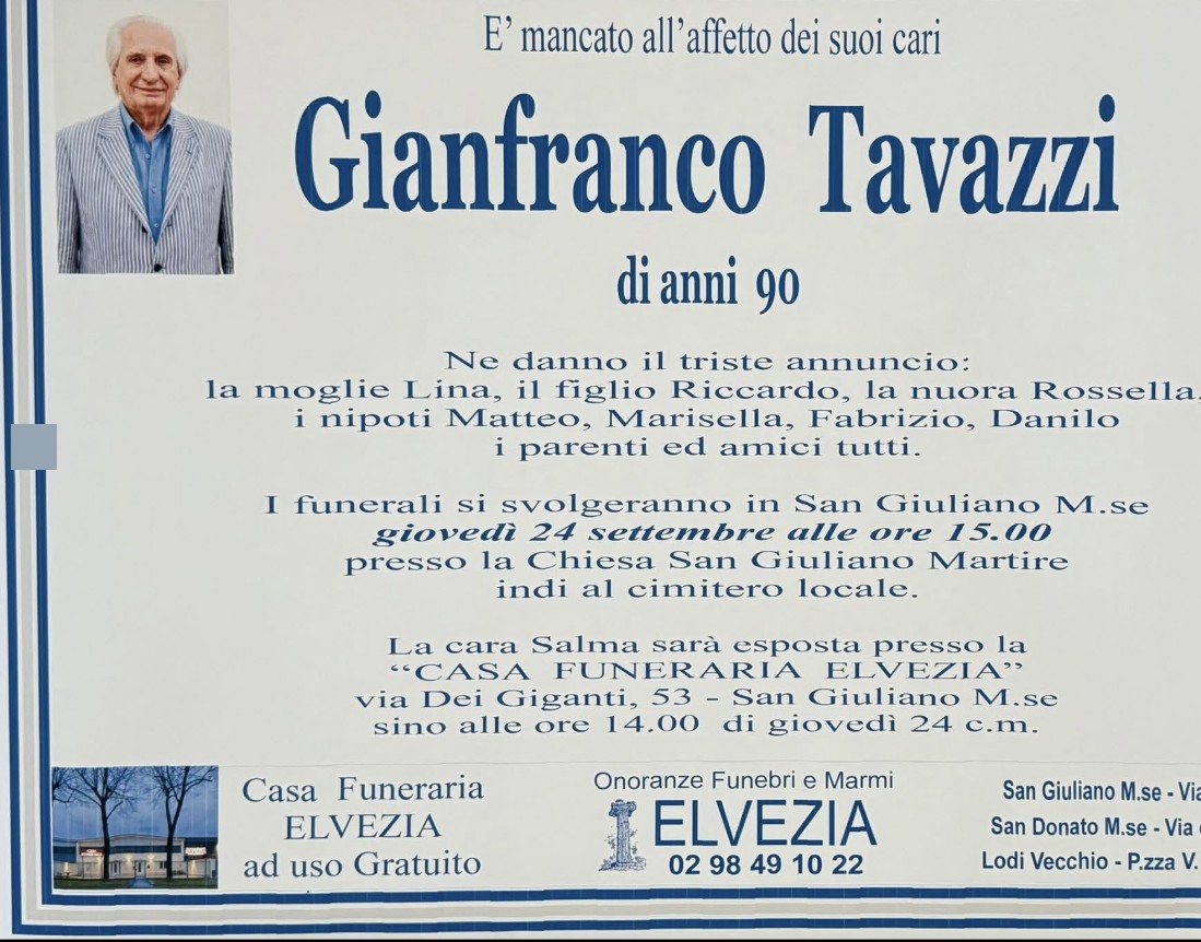 Necrologio di Gianfranco Tavazzi