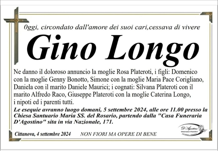 Necrologio di Gino Longo