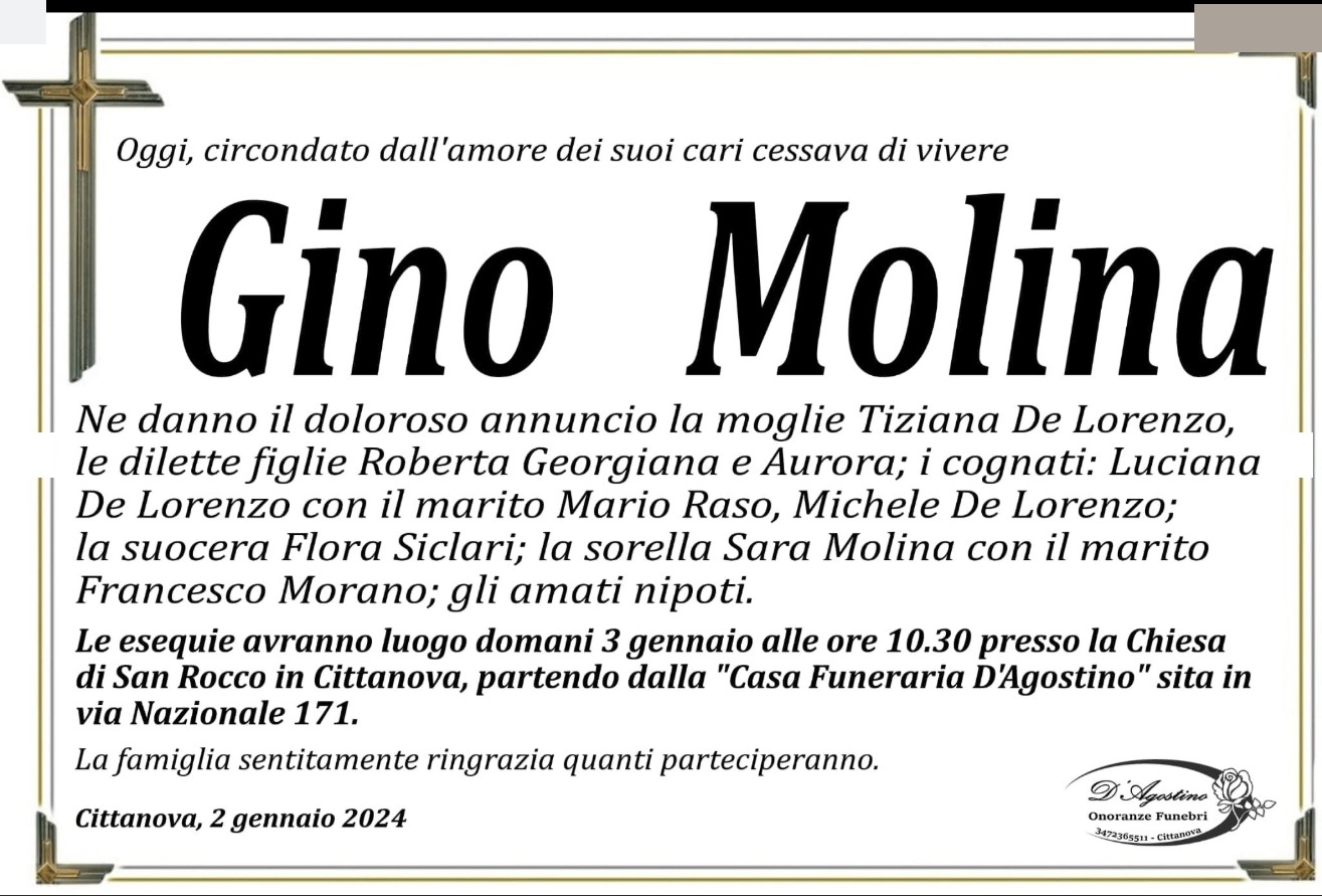 Necrologio di Gino Molina
