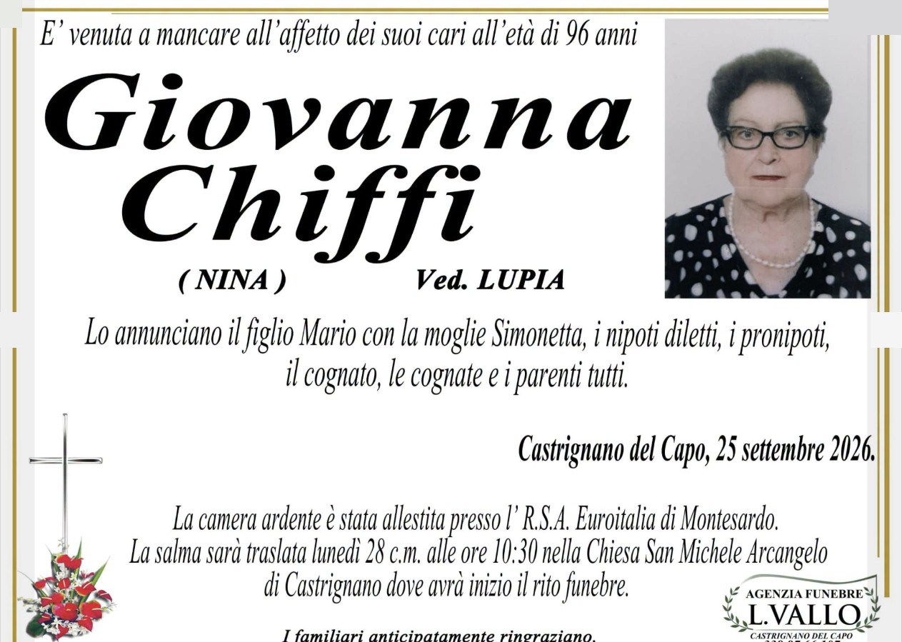 Necrologio di Giovanna Chiffi