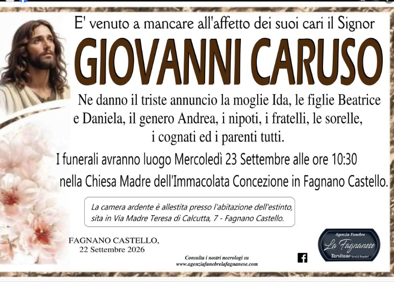 Necrologio di Giovanni Caruso