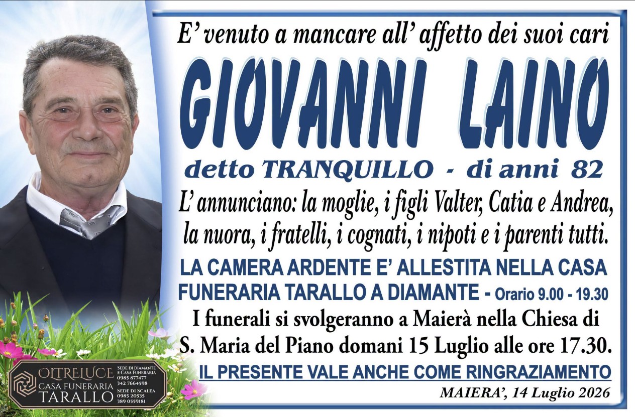 Necrologio di Giovanni Laino