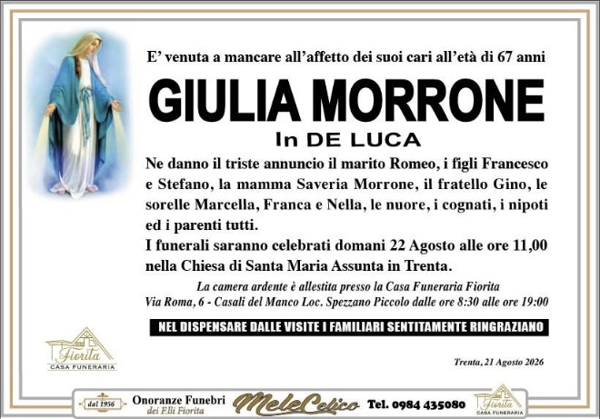 Necrologio di Giulia Morrone