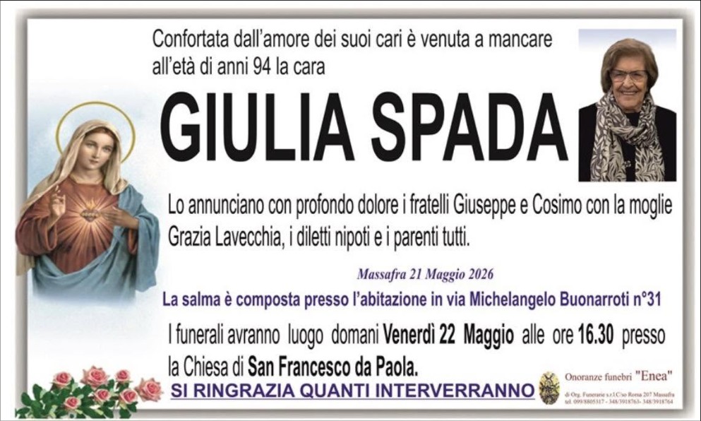 Necrologio di Giulia Spada