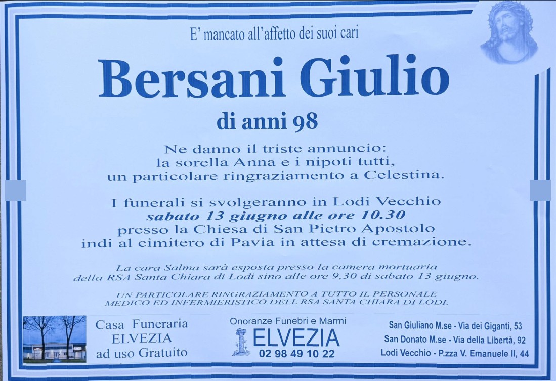 Necrologio di Giulio Bersani